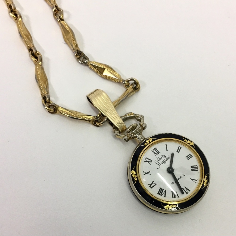 3/30 Vintage Lady Sheffield Jewels Watch Necklace